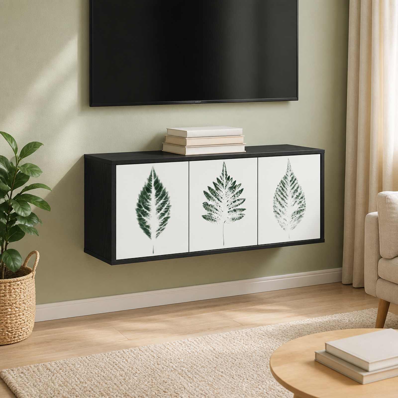vidaXL Væghængt TV Skab HANAU 102 x 33 x 40 cm Sort eg Konstrueret træ