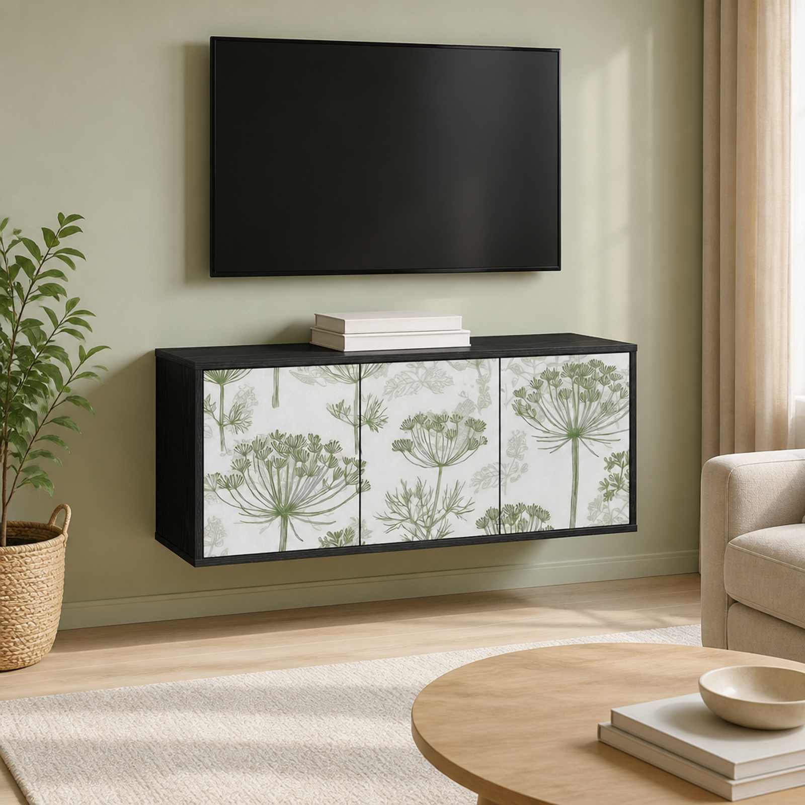 Seinälle kiinnitettävä TV-kaapisto GOTHA 102 x 33 x 40 cm