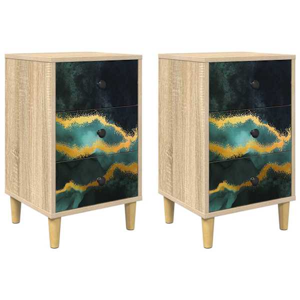 vidaXL &Ouml;&ouml;lambi kapp WIJHE 2 tk Sonoma tamm 36 x 33 x 60 cm Tehispuit