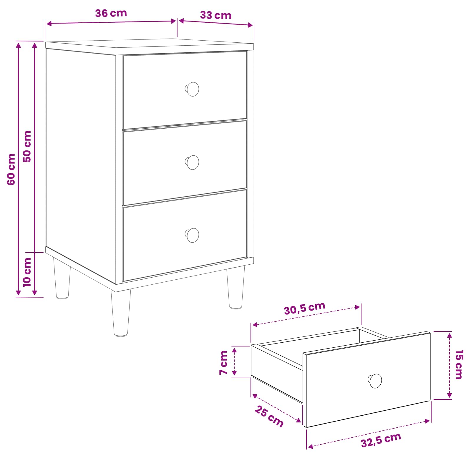 vidaXL Nachttisch GOTHA 2 stk. Sonoma-Eiche 36 x 33 x 60 cm – Bild 11