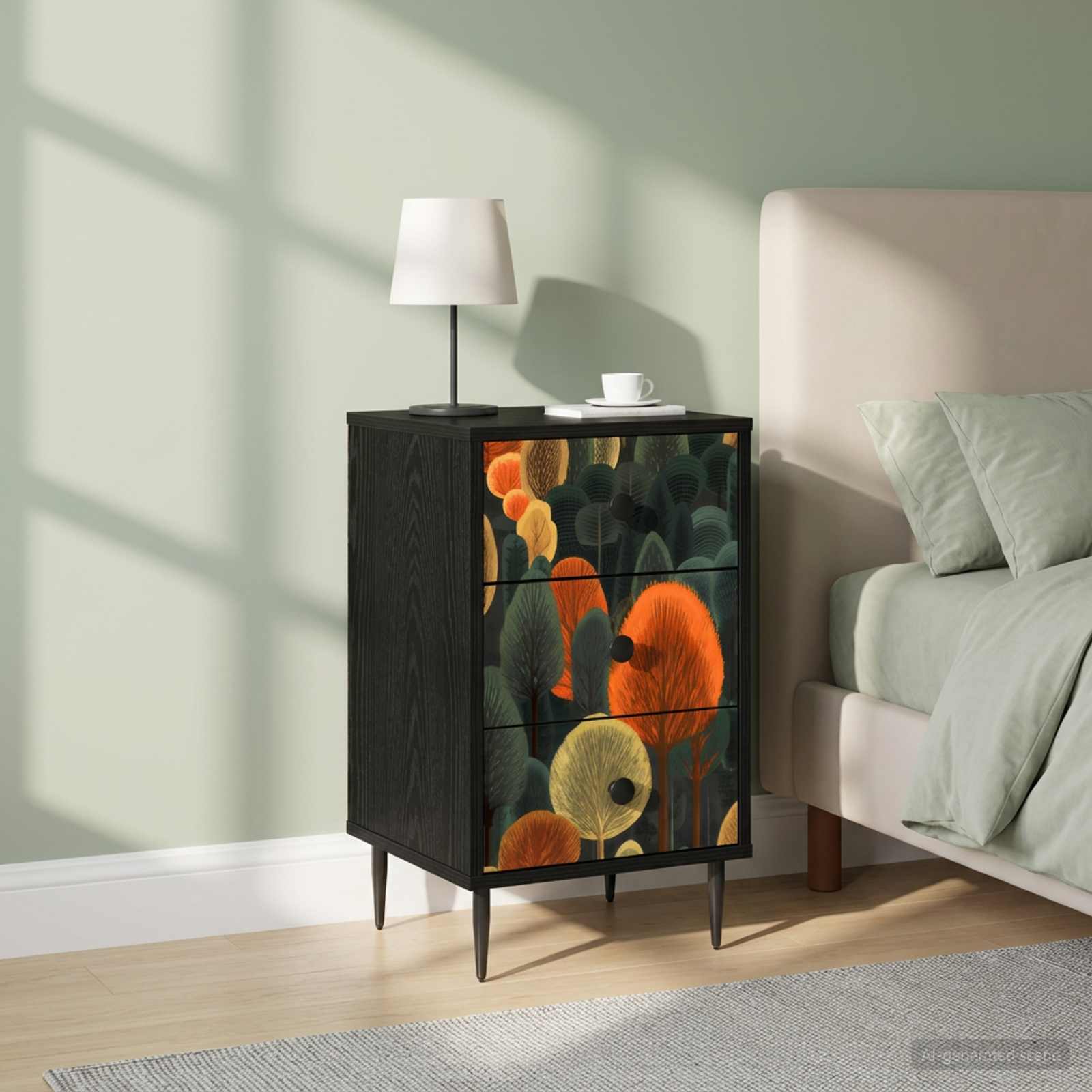 Нощен шкаф ZAANDAM 2 бр. Черен дъб 36 x 33 x 61 см