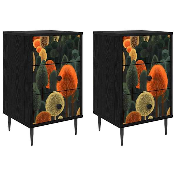 vidaXL &Ouml;&ouml;lambi kapp ZAANDAM 2 tk Must tamm 36 x 33 x 61 cm Tehispuit
