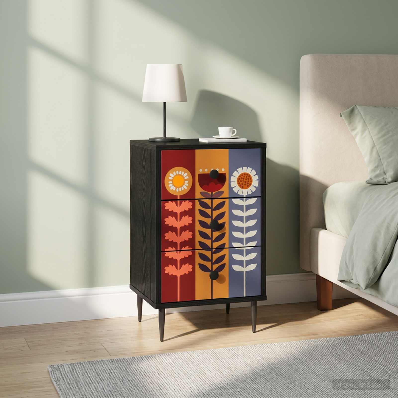 Nočna omarica ESSEN 2 kos Črni hrast 36 x 33 x 61 cm