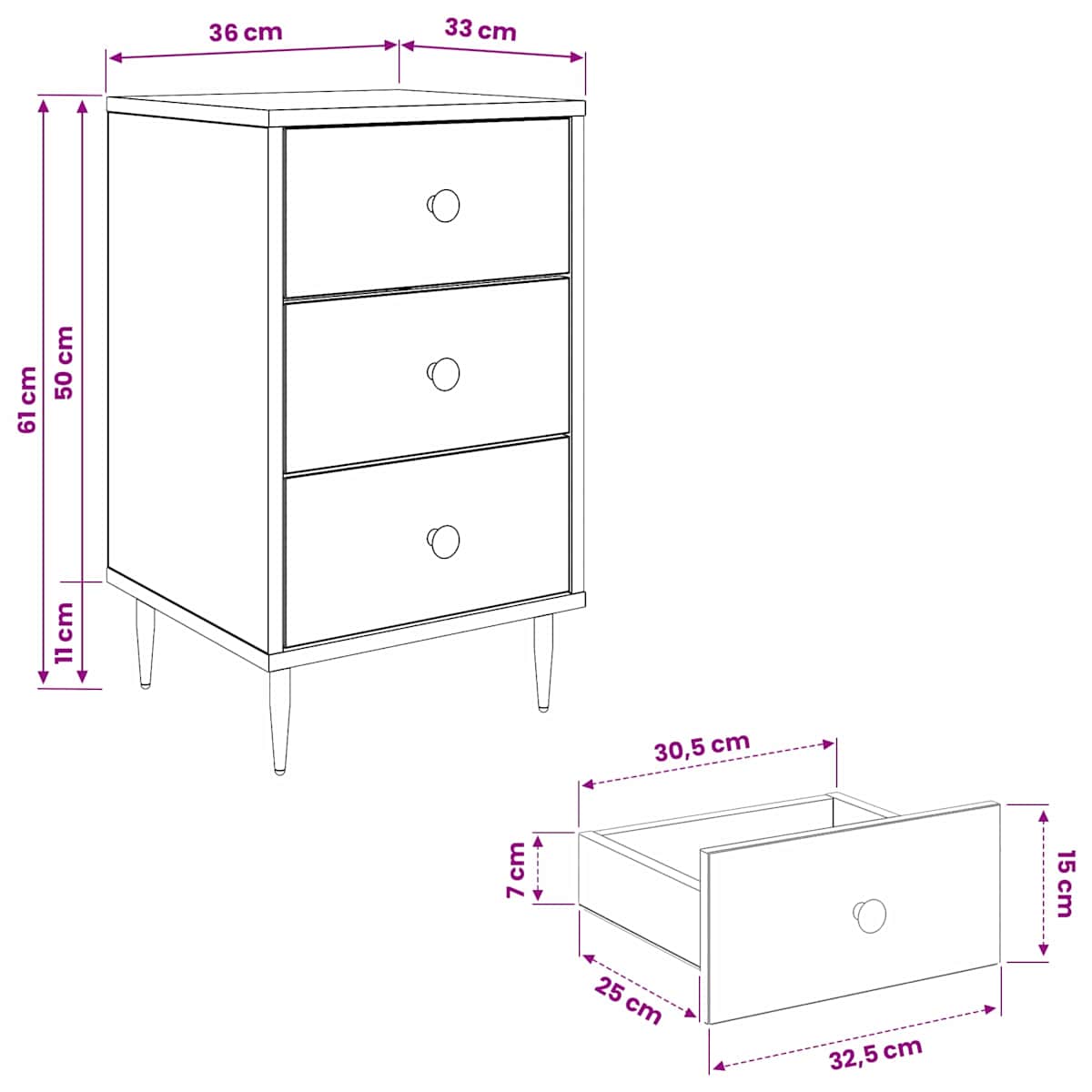 Natskab GOTHA Sort eg 36 x 33 x 61 cm Konstrueret træ - Billede 10