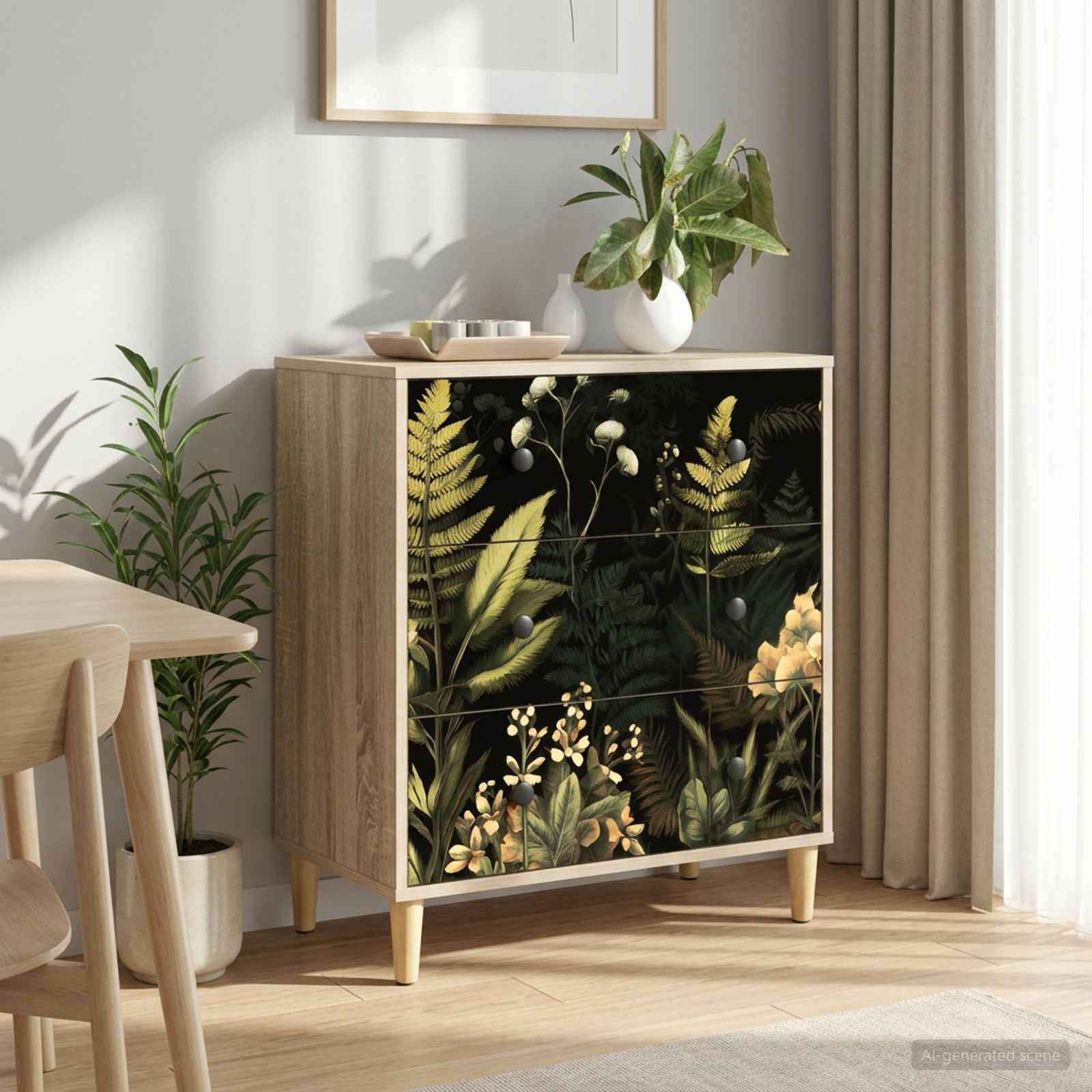 Ladekast RHENEN Tropisch junglemotief 66 x 36,5 x 75 cm Sonoma – afbeelding 1