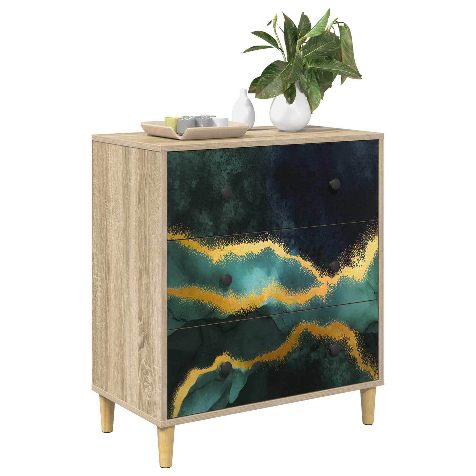 Laukkaava WIJHE Turkoosi marmori kuvio 66 x 36,5 x 75 cm Sonoma - Image 3