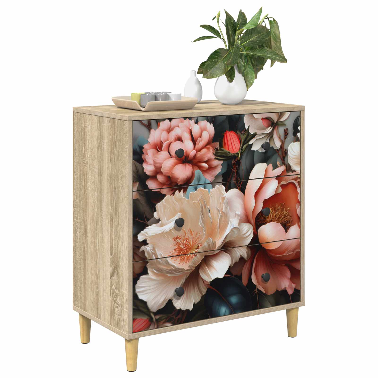 Laukkaava BORNE Vaalea pionikuvio 66 x 36,5 x 75 cm Sonoma - Image 3