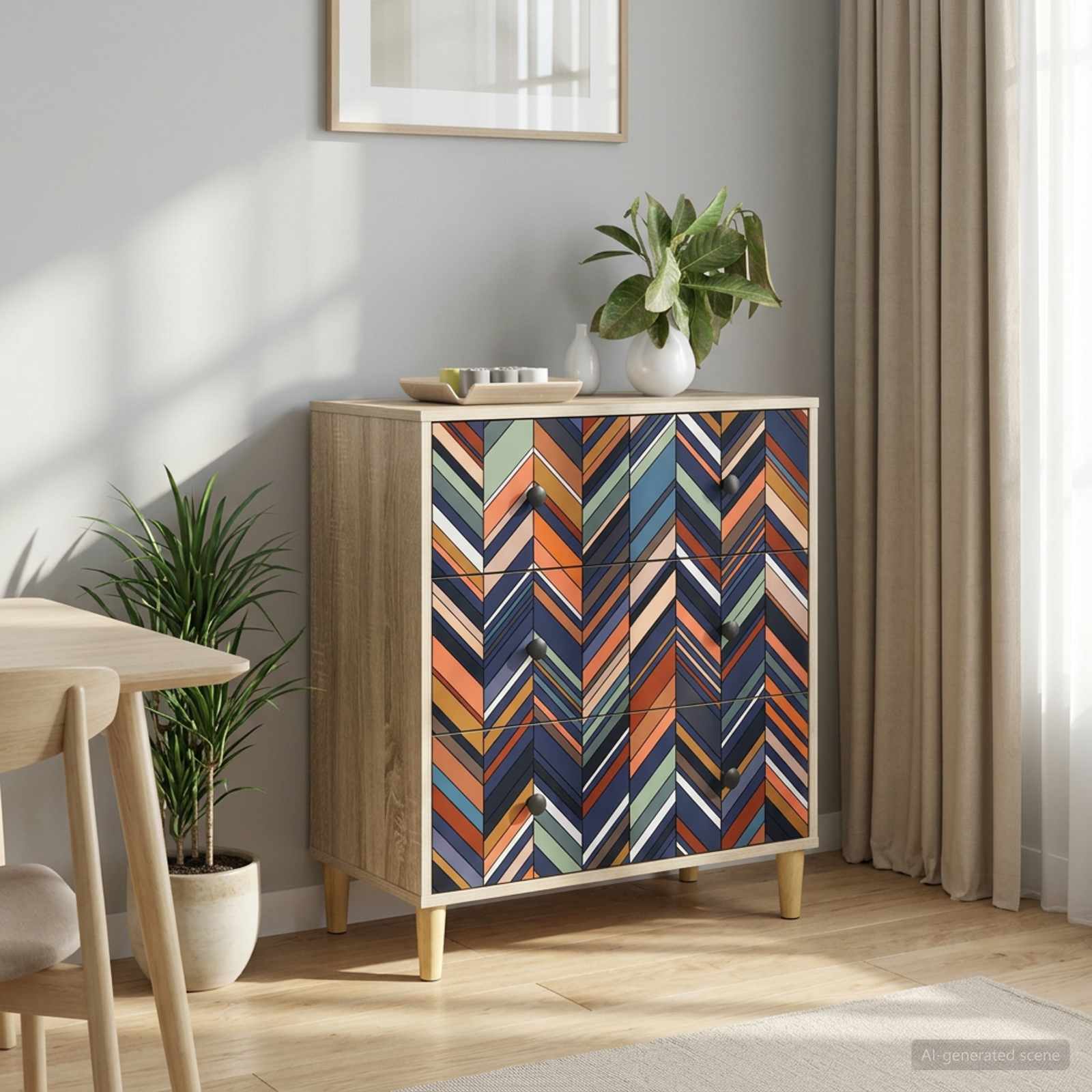 Laukkaava OMMEN Geometrinen kuosi 66 x 36,5 x 75 cm Sonoma