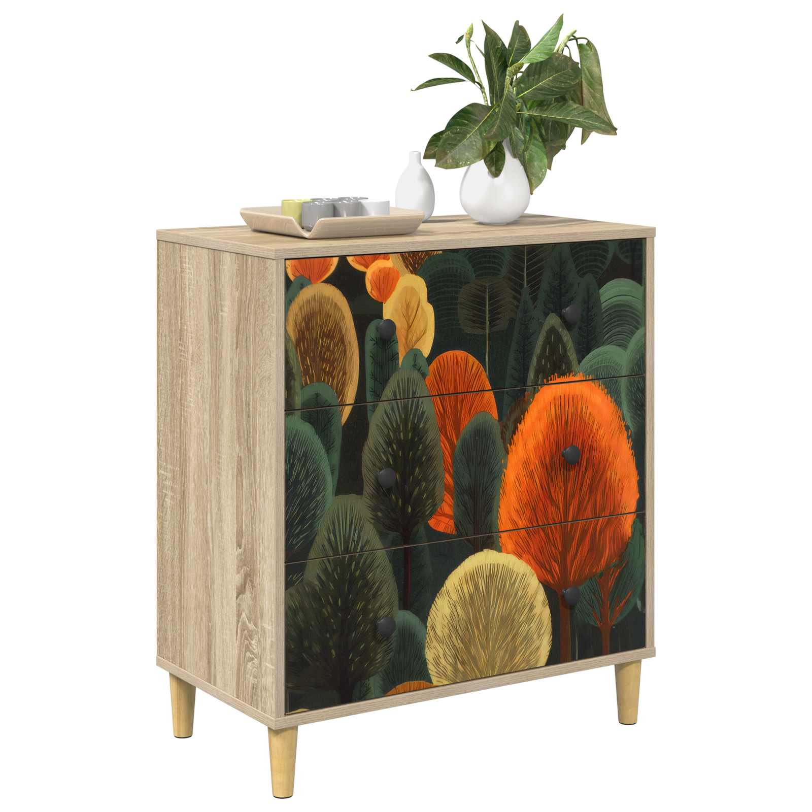 Laukkaava ZAANDAM Metsäkuvio 66 x 36,5 x 75 cm Tekninen puu - Image 3