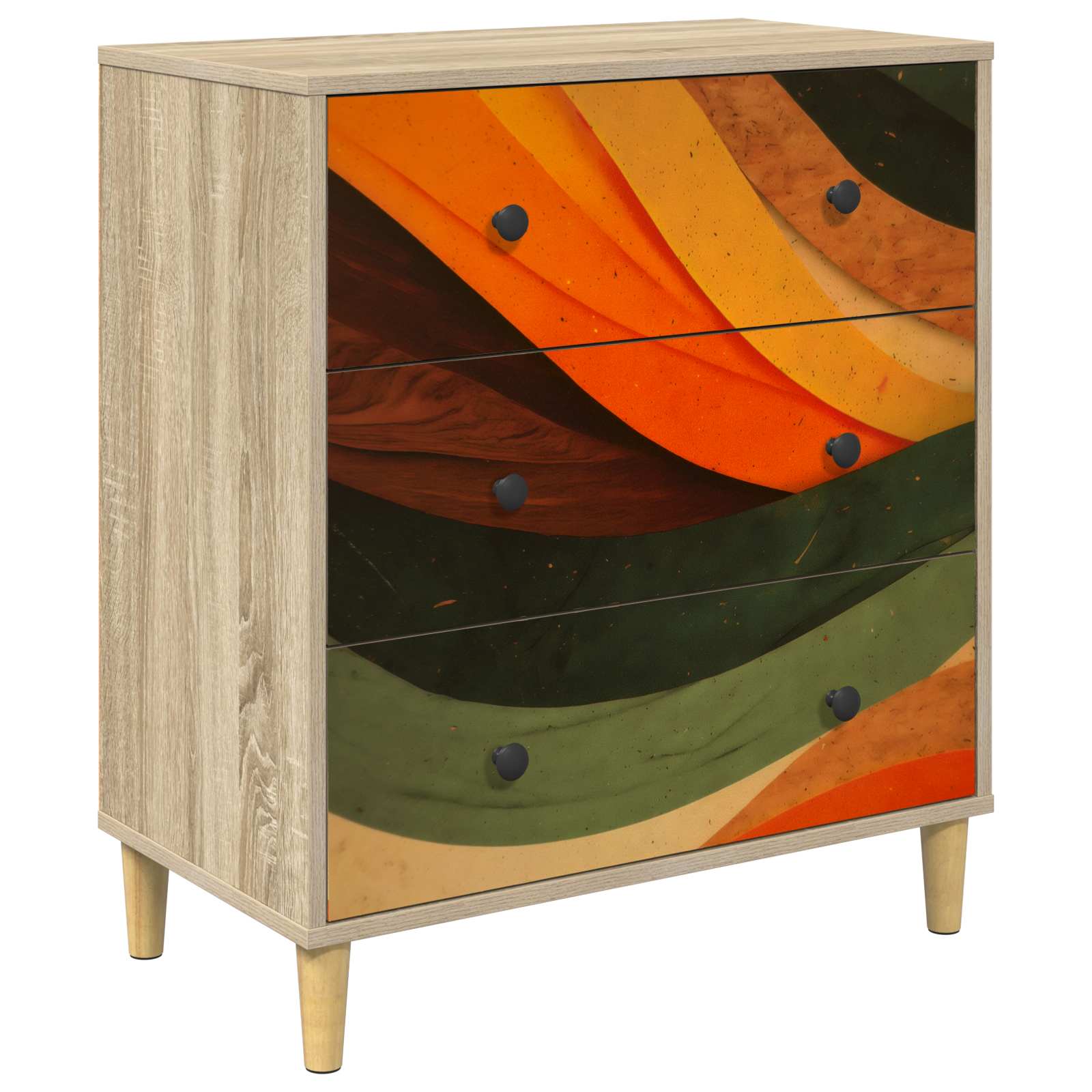 Laukkaava BONN Retro aalto printti 66 x 36,5 x 75 cm Sonoma - Image 2