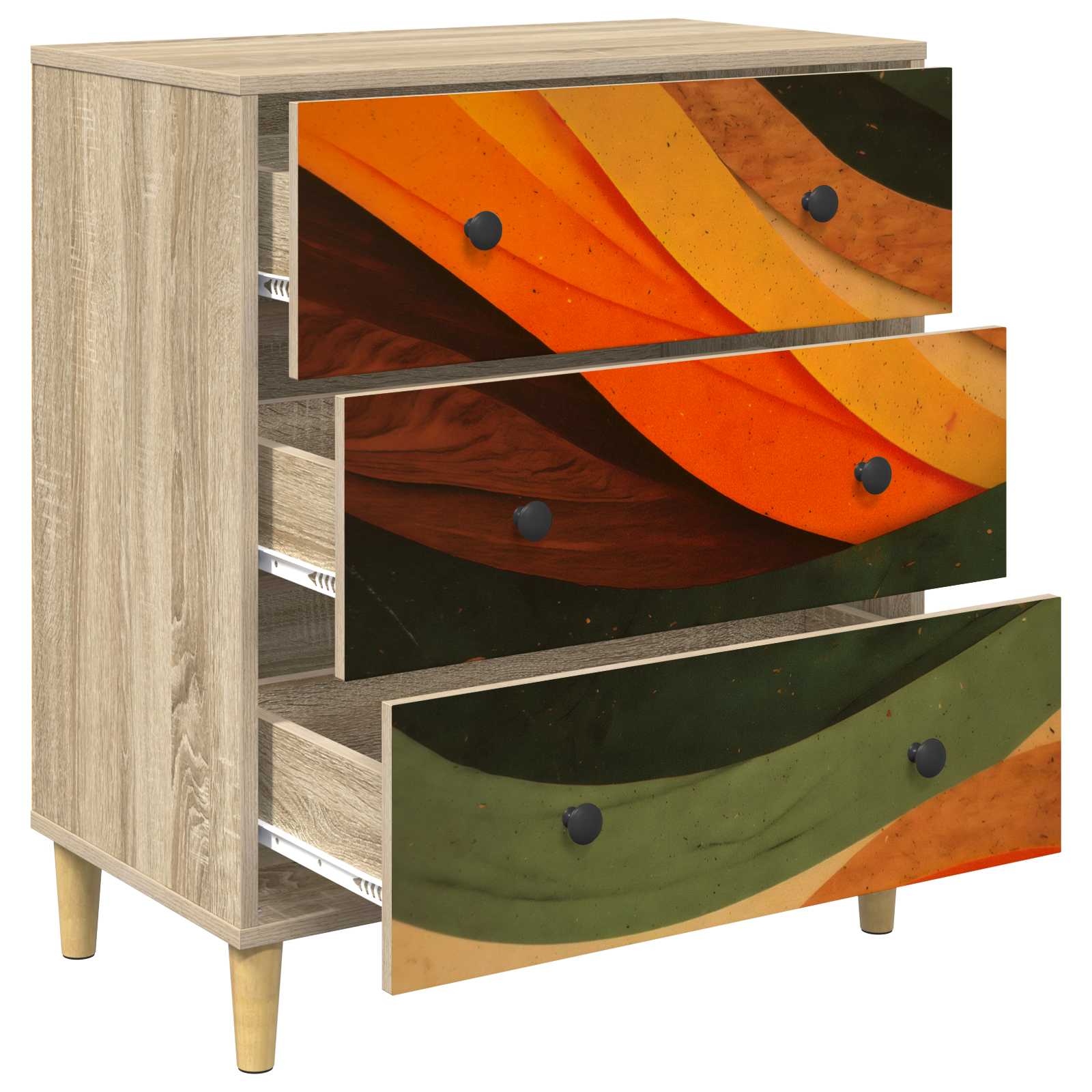 Laukkaava BONN Retro aalto printti 66 x 36,5 x 75 cm Sonoma - Image 4
