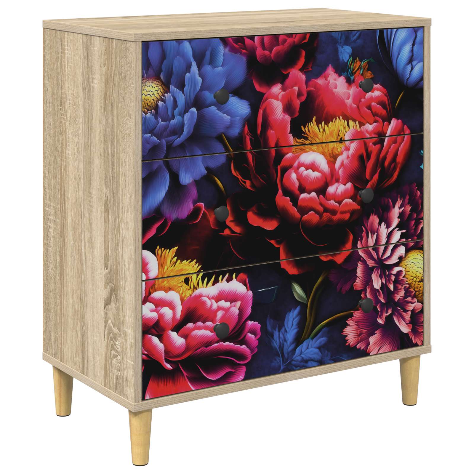 Laukkaava KIEL Tumma pionikuvio 66 x 36,5 x 75 cm Tekninen puu - Image 2