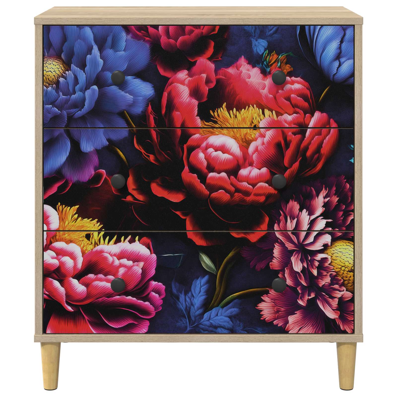 Laukkaava KIEL Tumma pionikuvio 66 x 36,5 x 75 cm Tekninen puu - Image 5