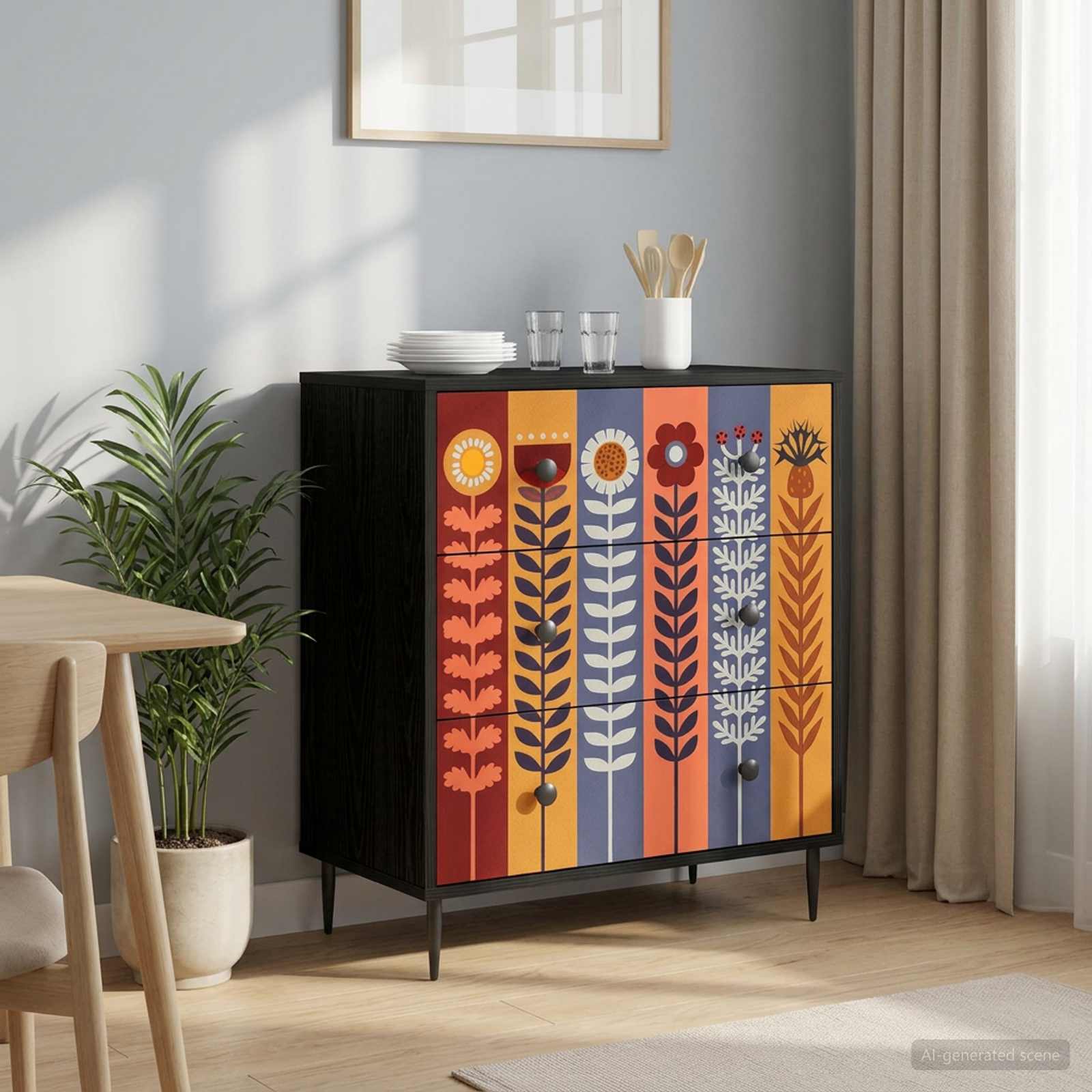 vidaXL Laukkaava ESSEN Auringonkukka-kuvio 66 x 36,5 x 76 cm
