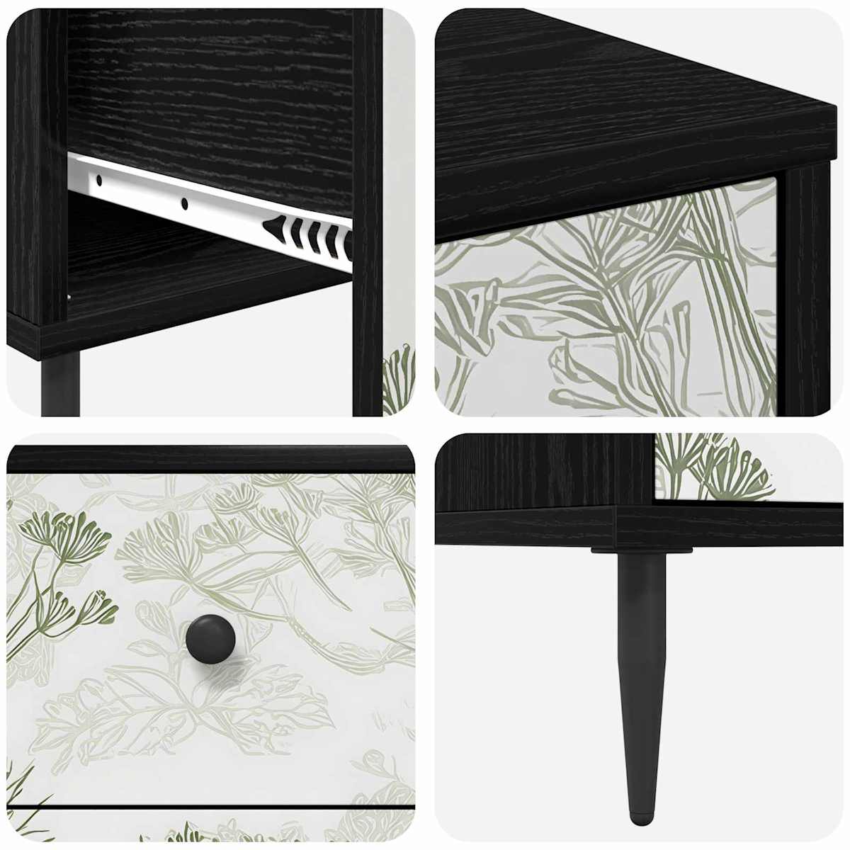 Skuffeskab GOTHA 66 x 36,5 x 76 cm Sort eg - Billede 6