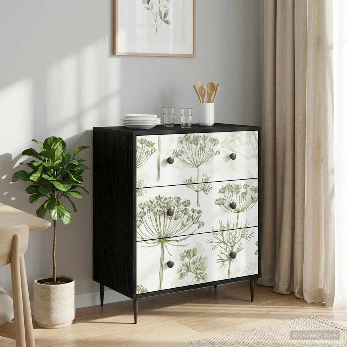 Skuffeskab GOTHA 66 x 36,5 x 76 cm Sort eg