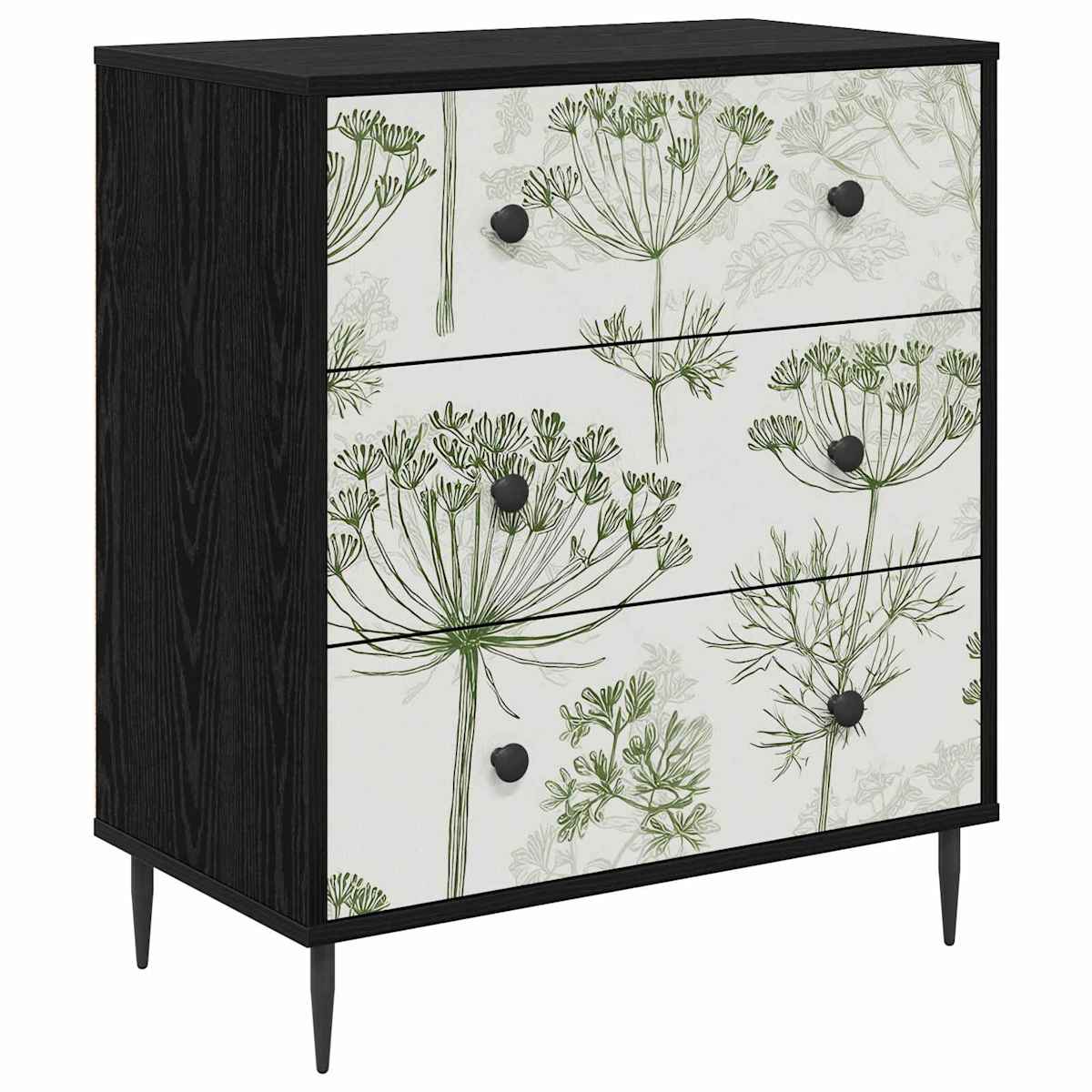 Skuffeskab GOTHA 66 x 36,5 x 76 cm Sort eg - Billede 2