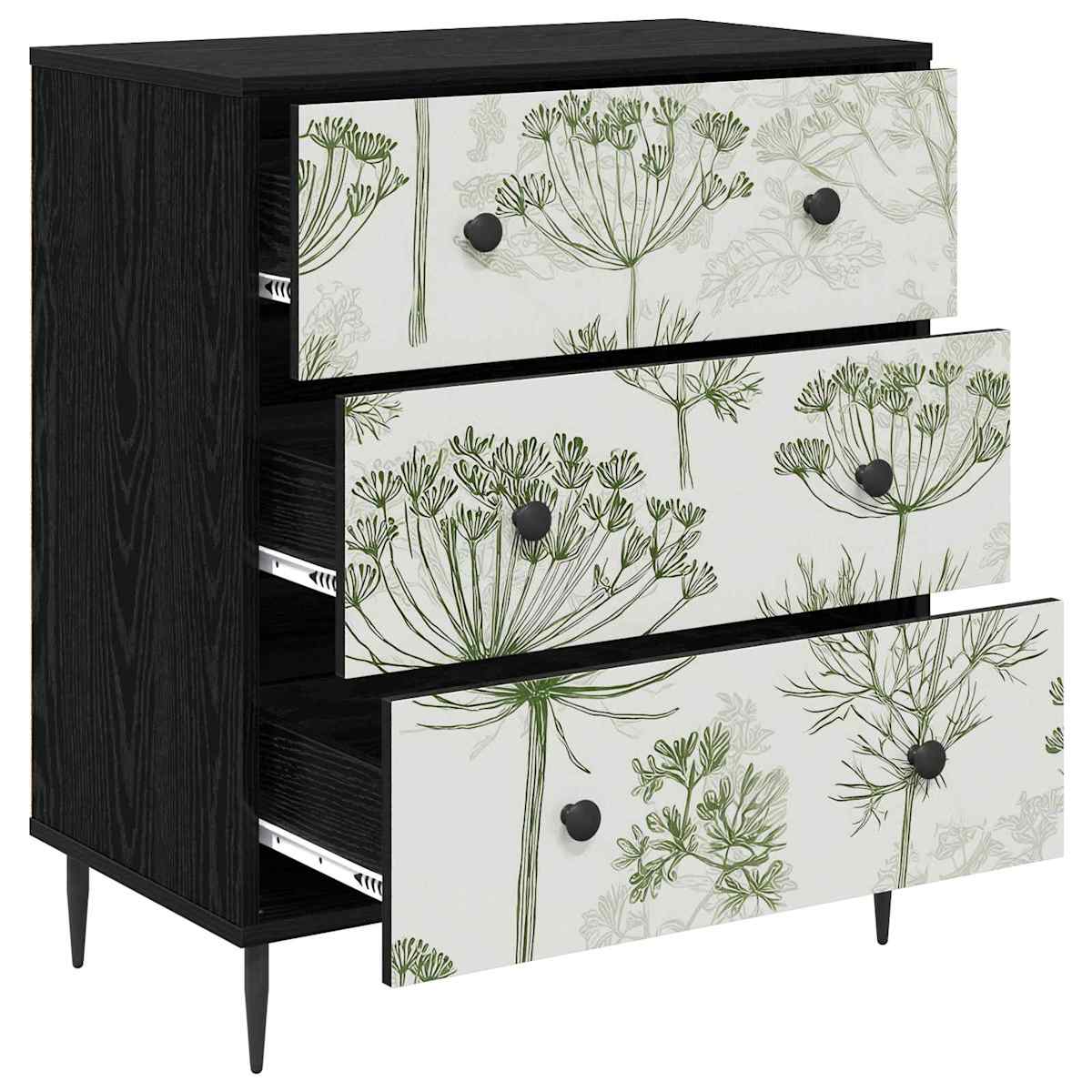 Skuffeskab GOTHA 66 x 36,5 x 76 cm Sort eg - Billede 3
