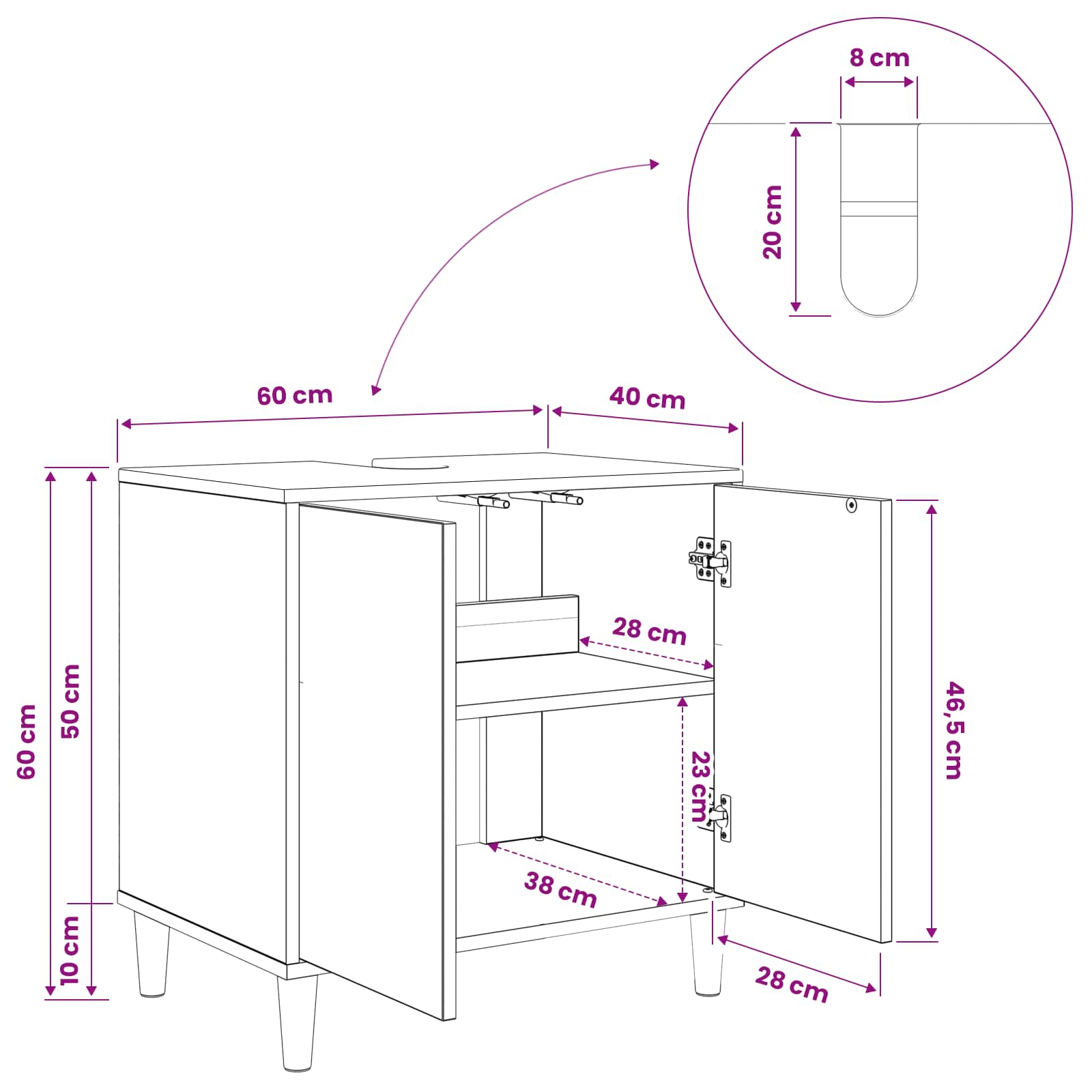 Bathroom Cabinet ESSEN size guide