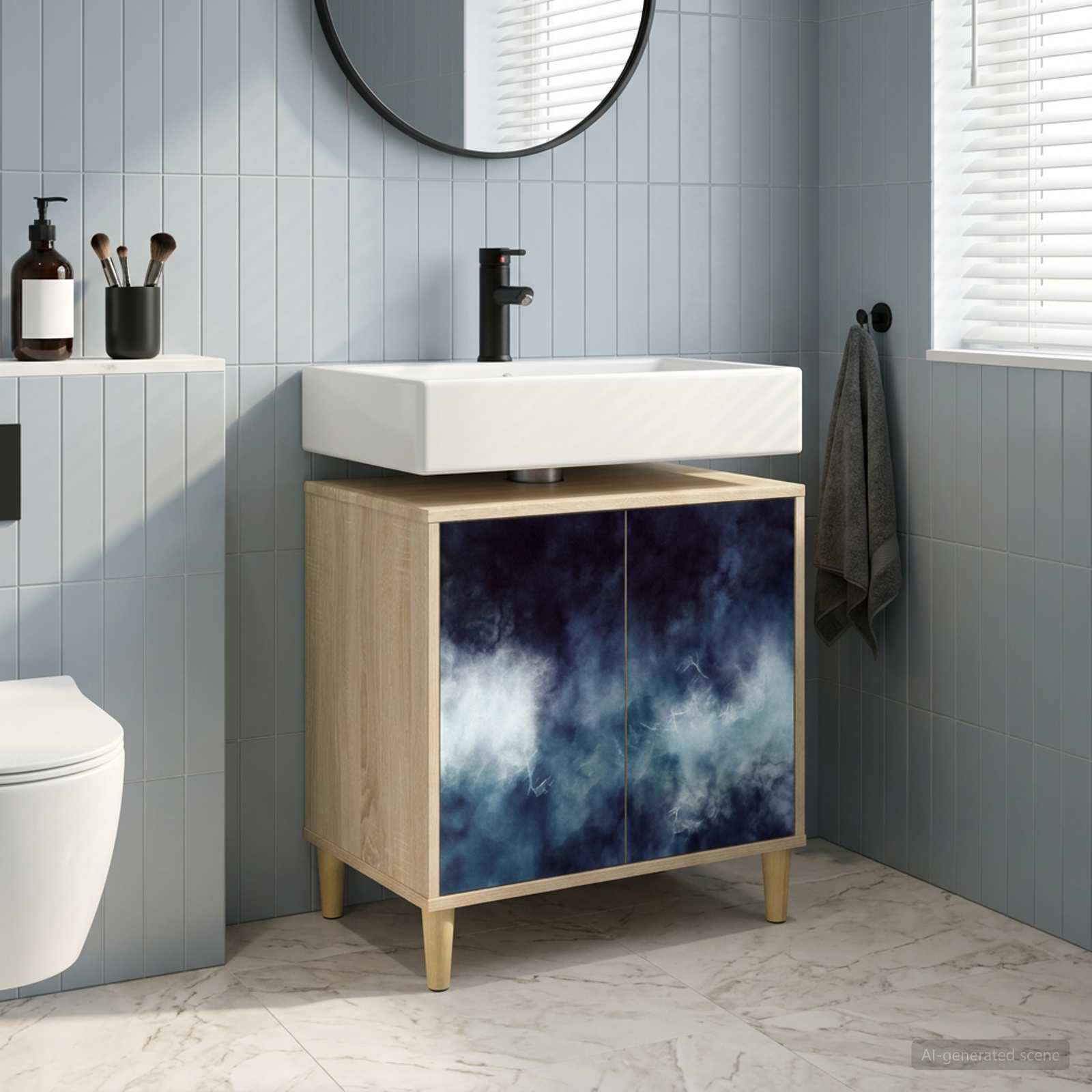 vidaXL Kylpyhuonekaappi RAALTE Sonoma 60 x 40 x 60 cm Tekninen puu