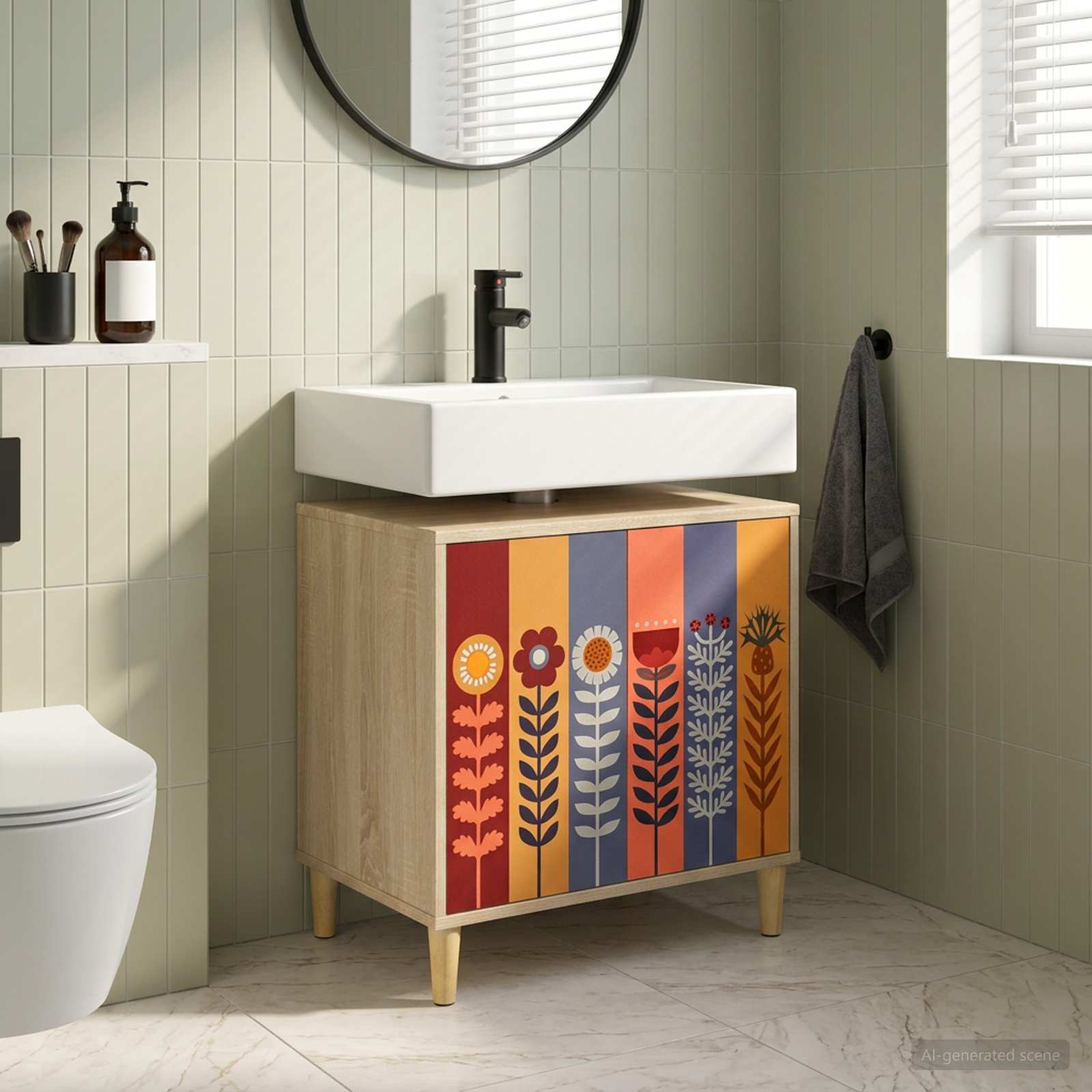 vidaXL Kylpyhuonekaappi ESSEN Sonoma 60 x 40 x 60 cm Tekninen puu