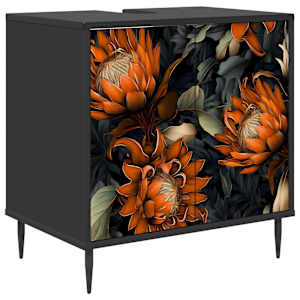 vidaXL Vannitoa kapp LOCHEM Must tamm 60 x 40 x 61 cm Tehispuit