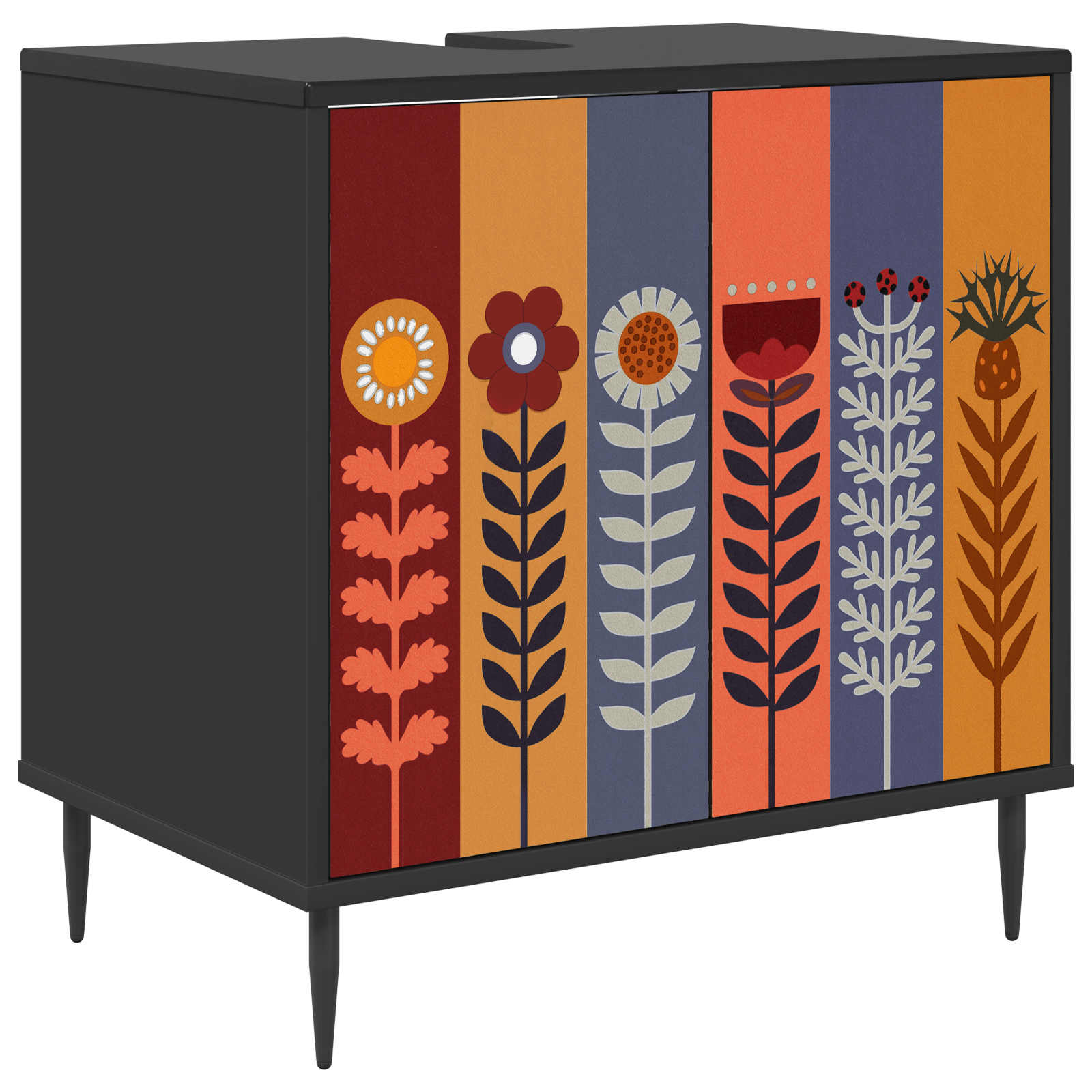 vidaXL Badrumsskåp ESSEN Svart ek 60 x 40 x 61 cm Konstruerat trä
