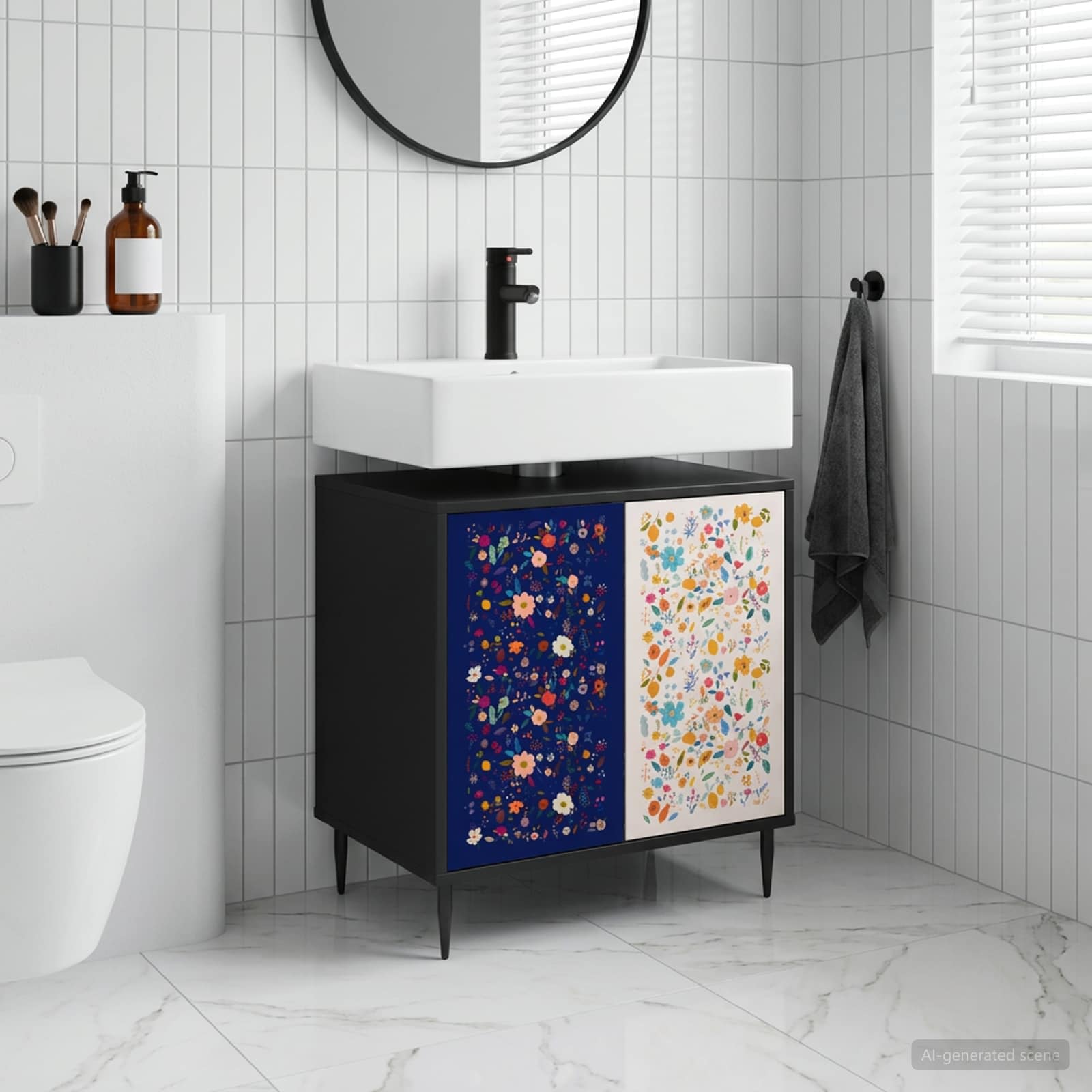 vidaXL Badrumsskåp MAINZ Svart ek 60 x 40 x 61 cm Konstruerat trä