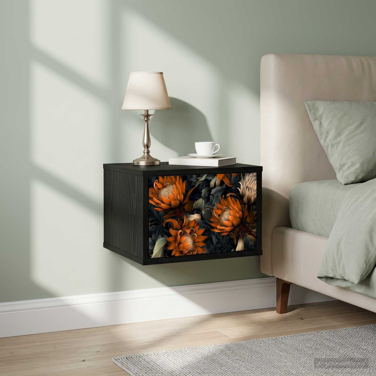 Стенен шкаф за нощно шкафче LOCHEM Черен дъб 36 x 33 x 25 см