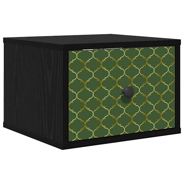 vidaXL Seinale kinnitatav &ouml;&ouml;kapp GELEEN Must tamm 36 x 33 x 25 cm