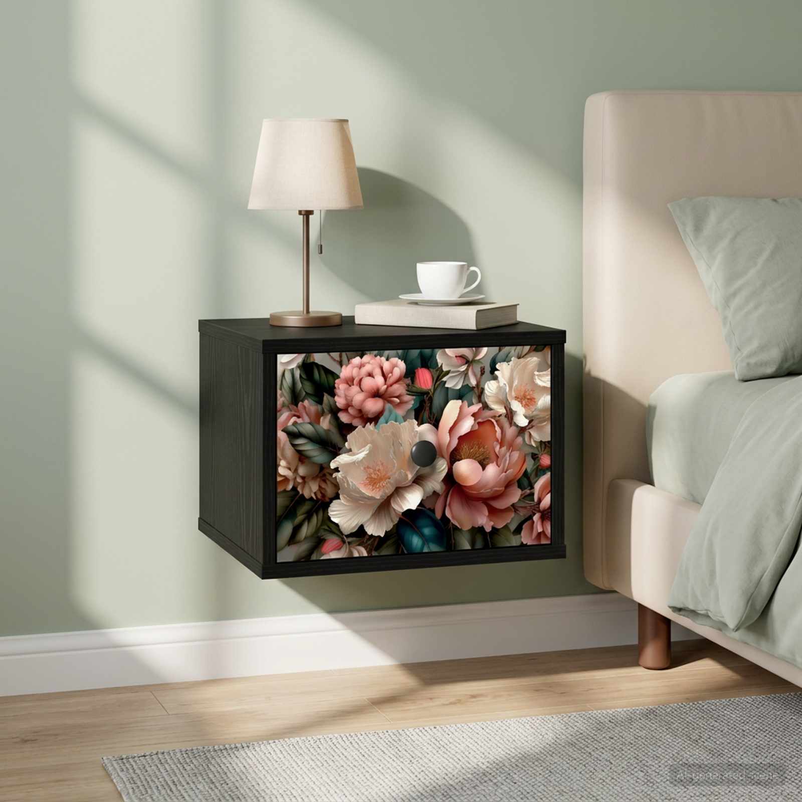 vidaXL Wandkastje BORNE Zwart eiken 36 x 33 x 25 cm Bewerkt hout