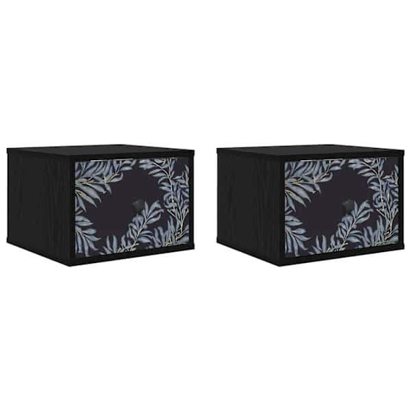 vidaXL Seinale kinnitatav &ouml;&ouml;kapp DOKKUM 2 tk Must tamm 36 x 33 x 25 cm