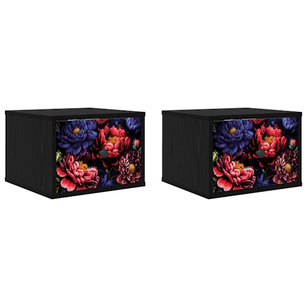 vidaXL Seinale kinnitatav &ouml;&ouml;kapp KIEL 2 tk Must tamm 36 x 33 x 25 cm