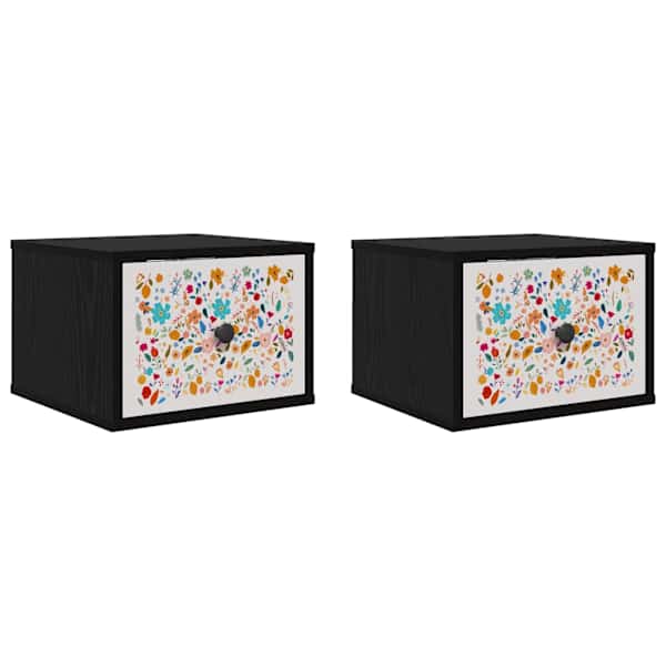 vidaXL Seinale kinnitatav &ouml;&ouml;kapp MAINZ 2 tk Must tamm 36 x 33 x 25 cm