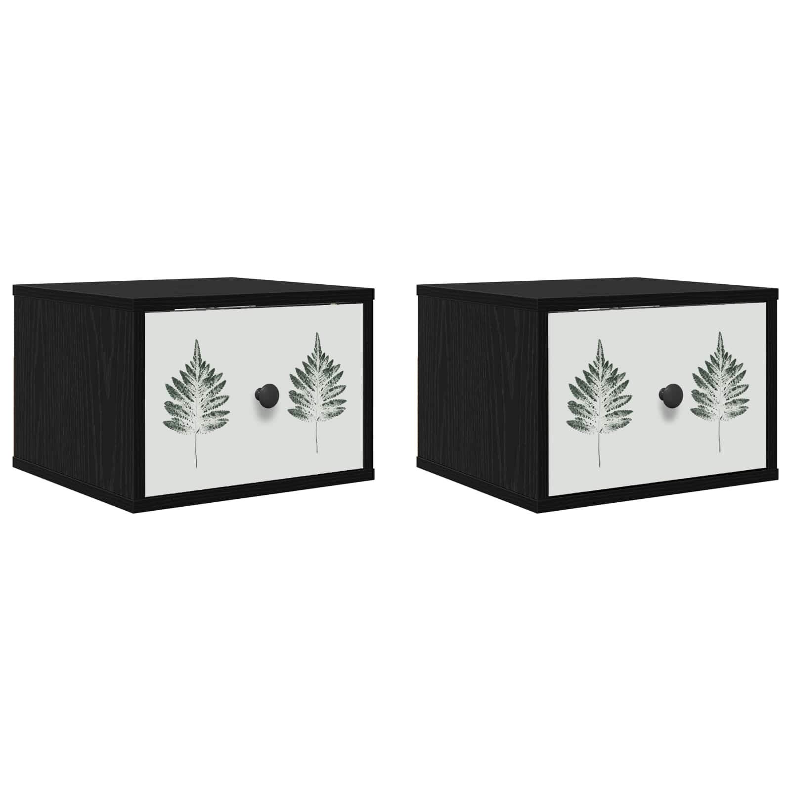 vidaXL Wandkastje HANAU 2 st Zwart eiken 36 x 33 x 25 cm Bewerkt hout, foto 3