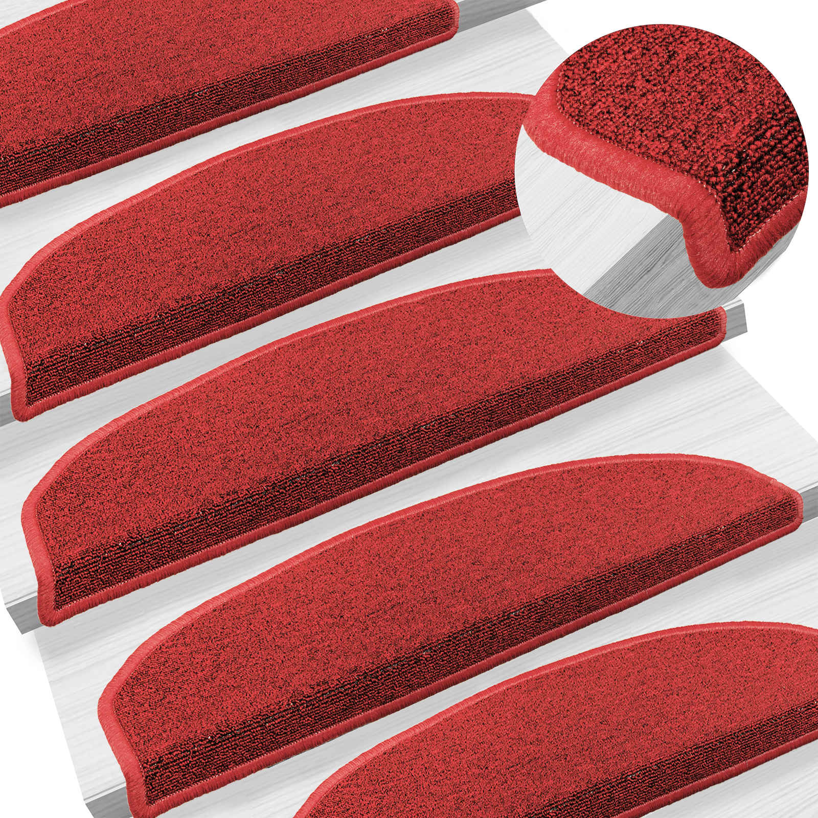 Zelfklevende Trapmatten Halfrond 15 pcs Rood 80 x 24,5 x 3,5 cm image 2