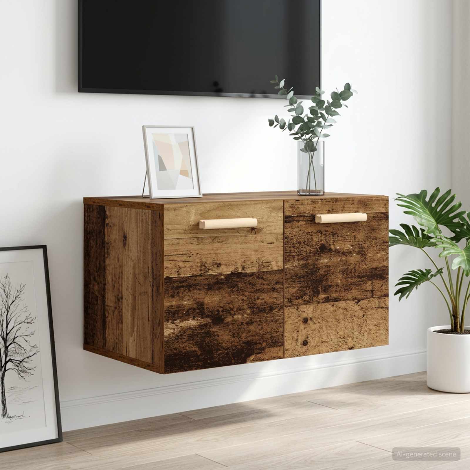 vidaXL Seinäkaappi Vanha puu 60 x 36,5 x 35 cm Tekninen puu