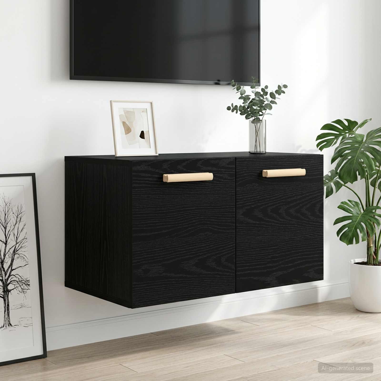 vidaXL Seinäkaappi Musta tammi 60 x 36,5 x 35 cm Tekninen puu