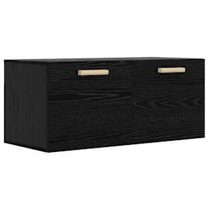 vidaXL Seinekapp Seinale kinnitav Must tamm 80 x 36,5 x 35 cm