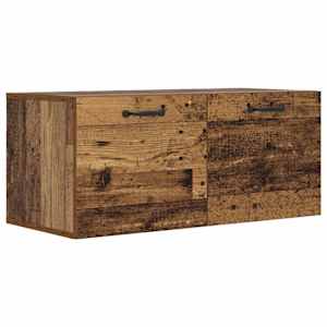 vidaXL Seinekapp Seinale kinnitav Vana puit 80 x 36,5 x 35 cm
