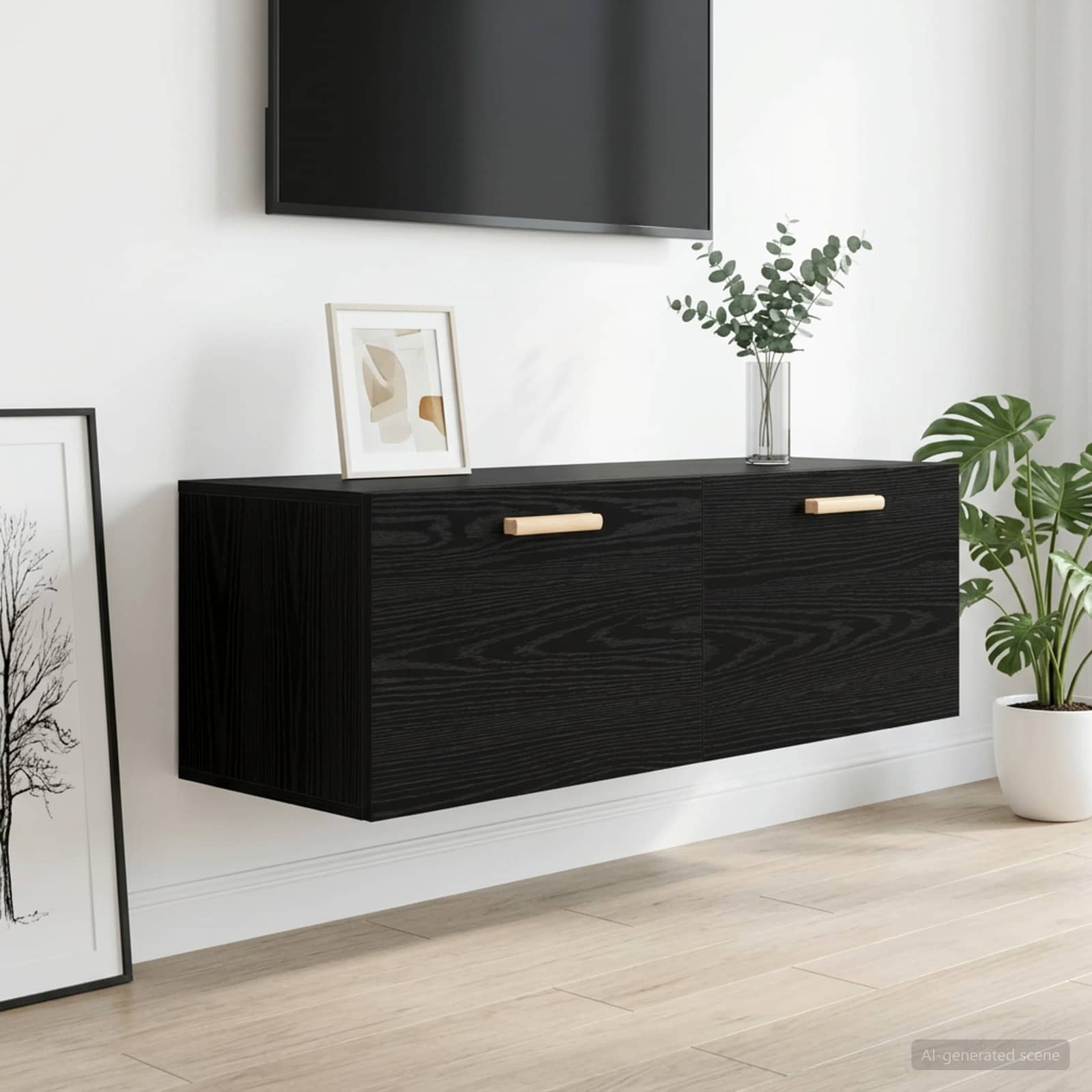 vidaXL Seinäkaappi Musta tammi 100 x 36,5 x 35 cm Tekninen puu
