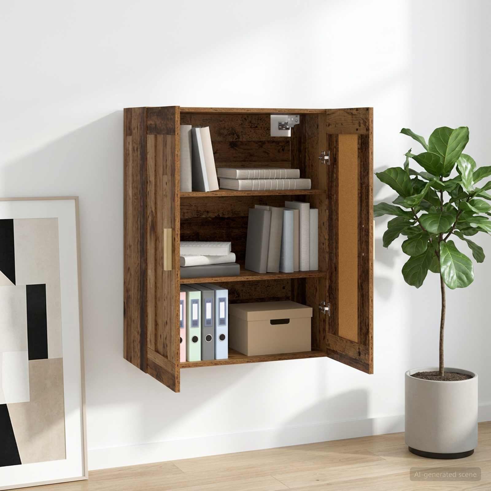 Wandkast Muurmontage Oud hout 69,5 x 34 x 90 cm Bewerkt hout