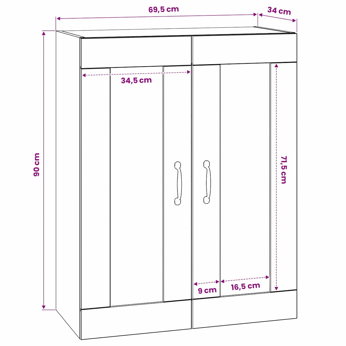 Vægskab 69,5 x 34 x 90 cm Konstrueret træ - Billede 8