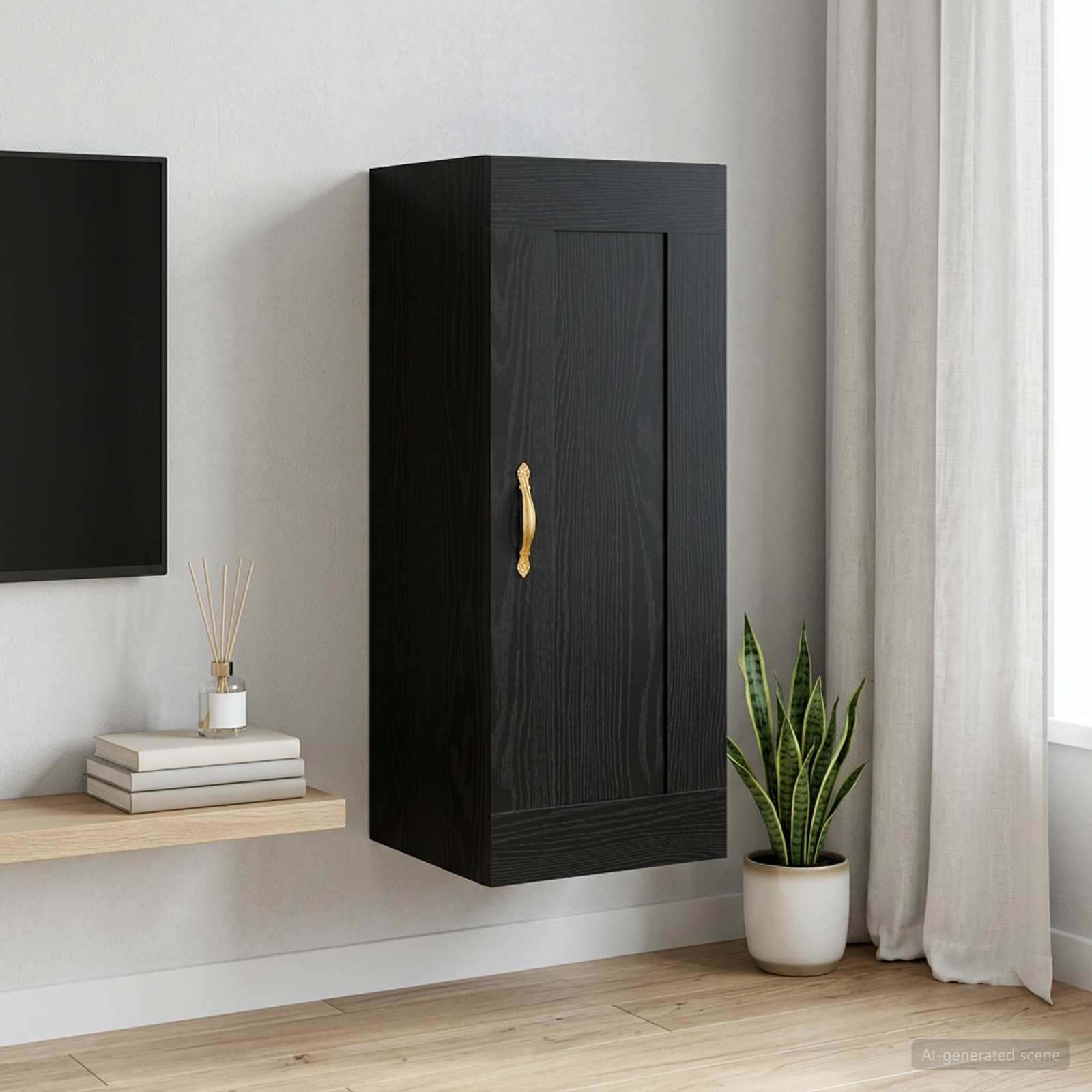 Стенен шкаф Черен дъб 34,5 x 34 x 90 см Инженерна дървесина