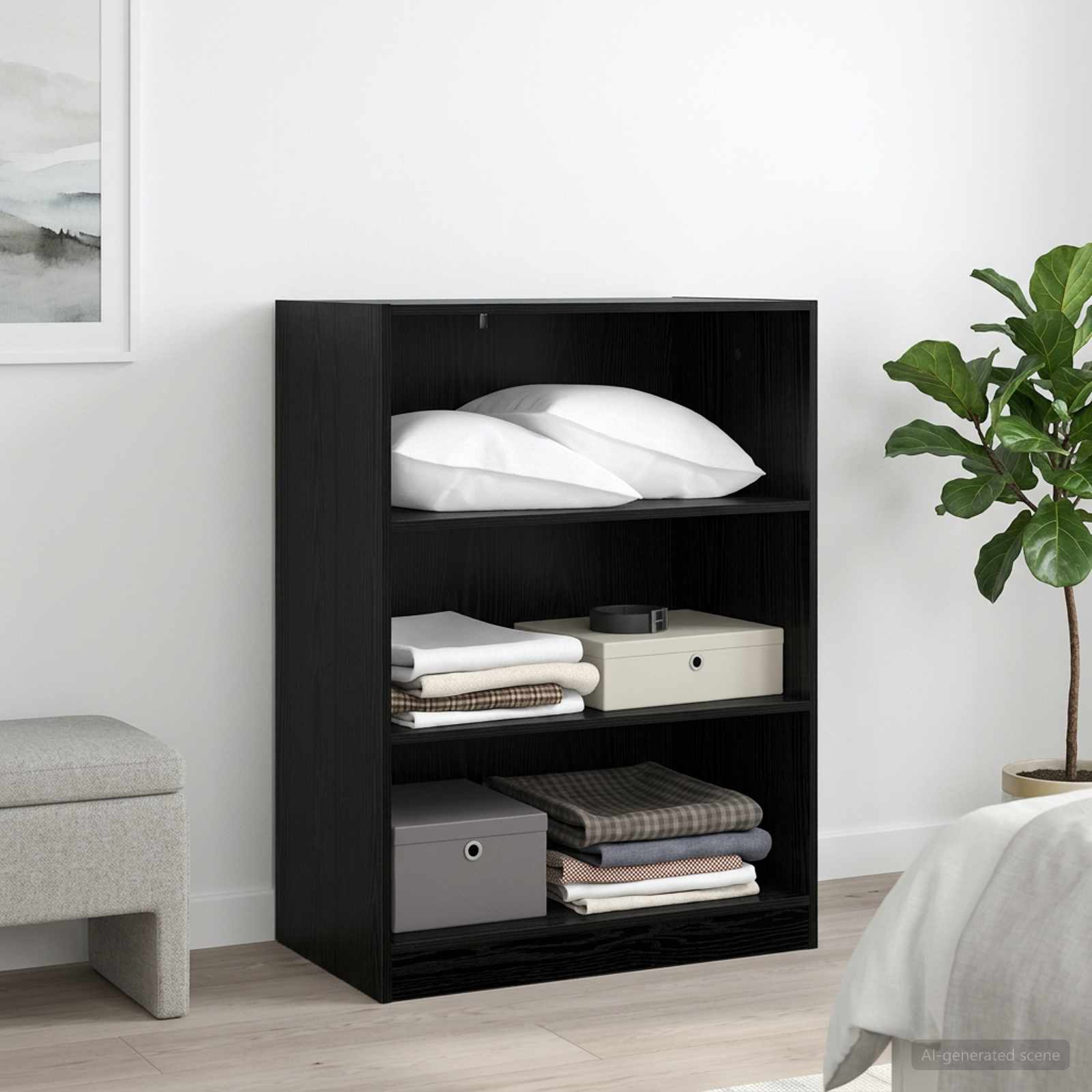 Kleiderschrank Schwarz Eichen-Optik 77 x 48 x 102 cm PB