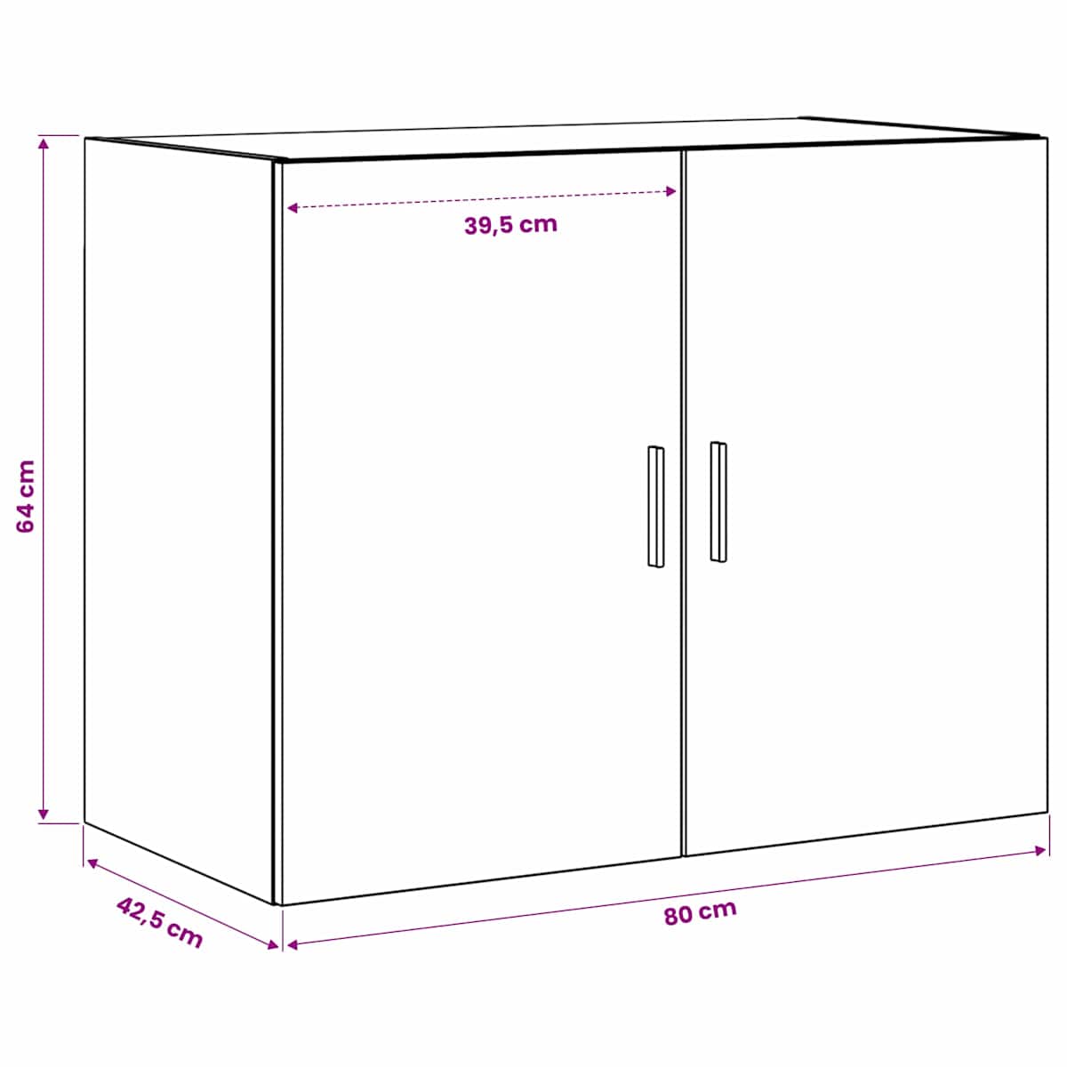 Vægskab 80 x 42,5 x 64 cm Konstrueret træ - Billede 9