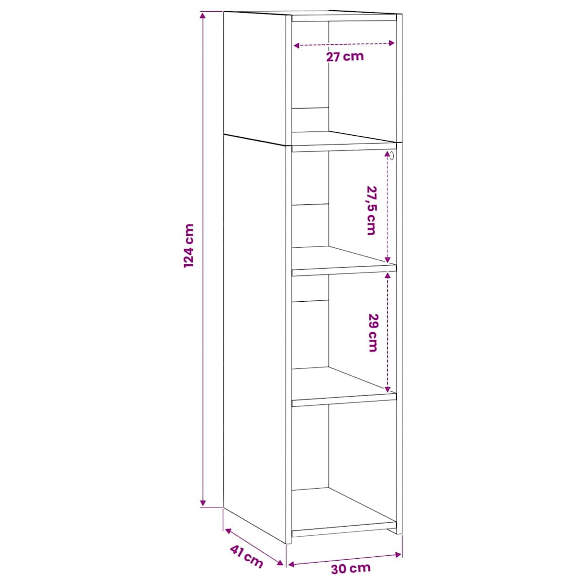 Highboard 30 x 41 x 124 cm Konstrueret træ - Billede 8