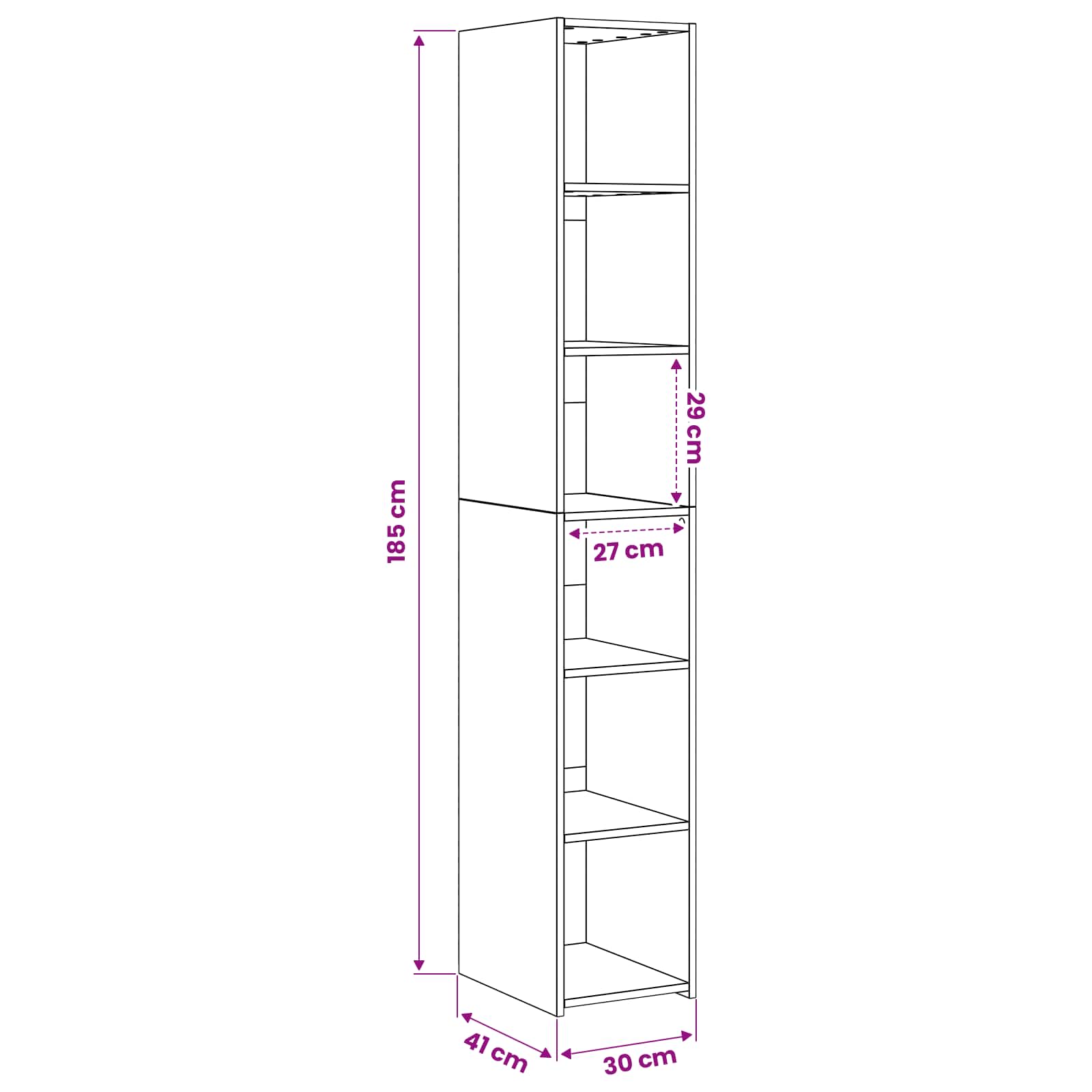 Visok predalnik Star les 30 x 41 x 185 cm Inženirski les - slika 6