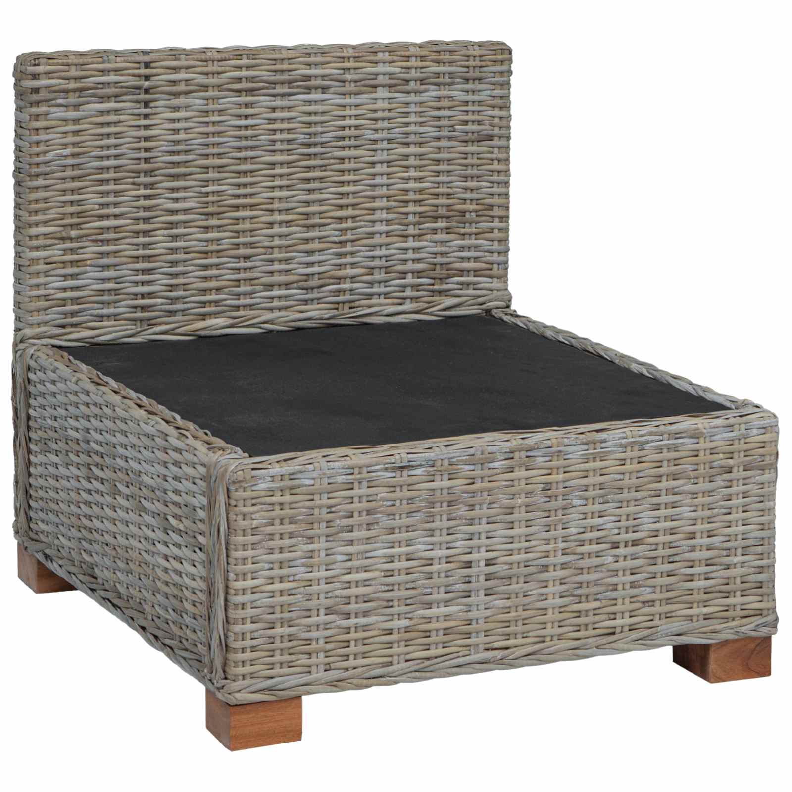 vidaXL Mittels Sofa mit Kissen GENDT Naturrattan Kubu Grau – Bild 4