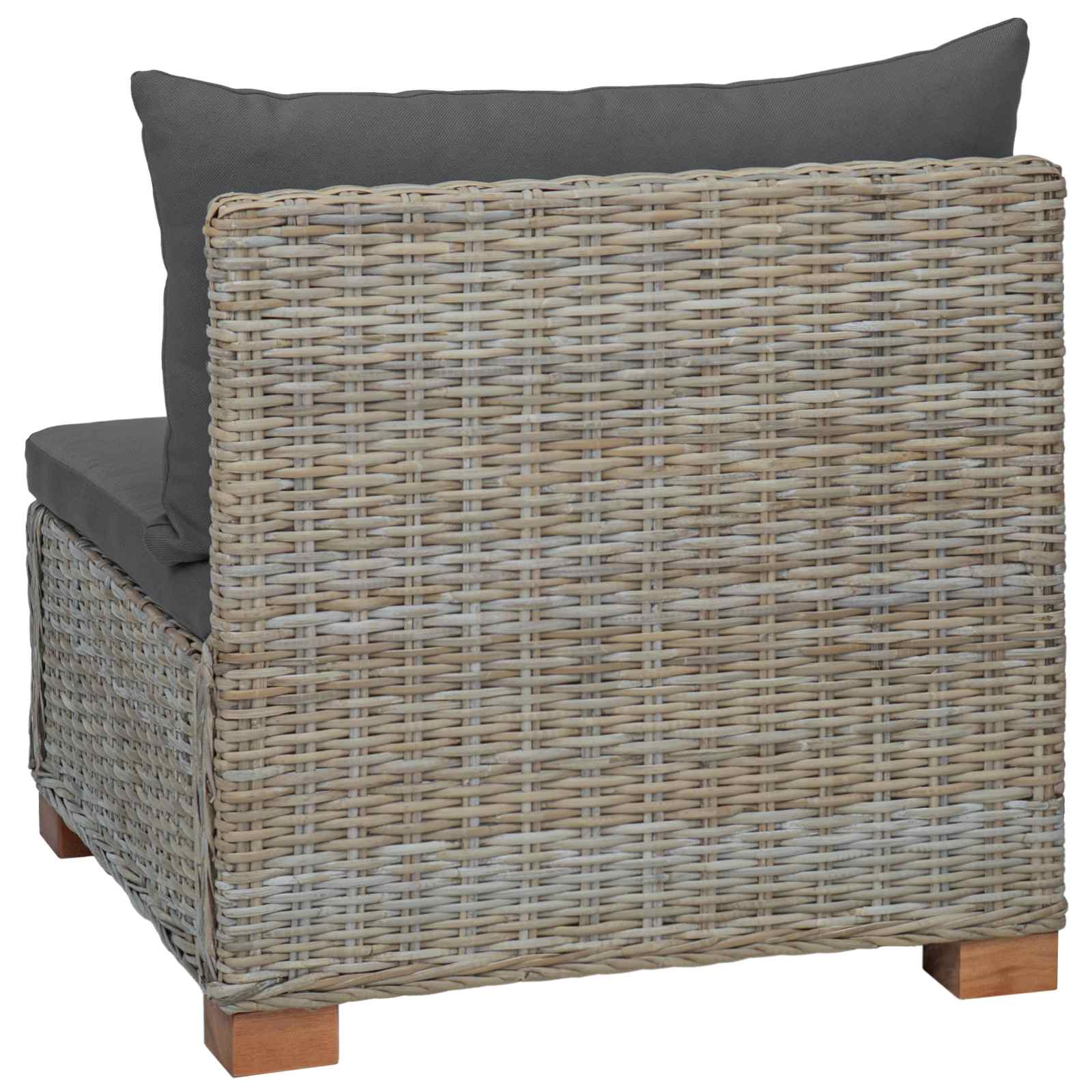 vidaXL Mittels Sofa mit Kissen GENDT Naturrattan Kubu Grau – Bild 5